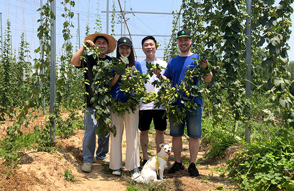 Team Turmbräu‘ commemorate photo to the visit to the hop field